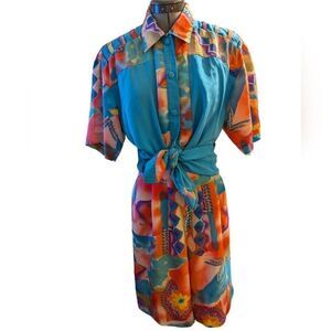 Women's City Girl vintage 2 piece shorts outfit watercolor‎ abstract print